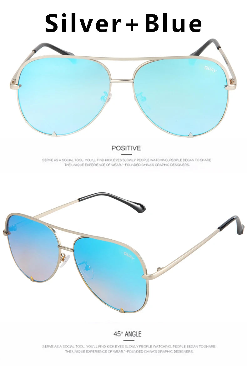 Quay Pilot Sunglasses for Women with Metal Frame Brand Design Viral Trending Sun Glasses, Eye Catching for All Seasons