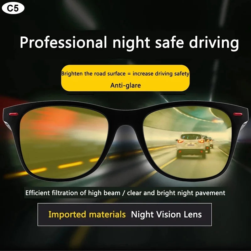 2025 Night Vision Glasses PC Frame Polarized Sunglasses Men Women Outdoor Sport Sun Glasses Day Night Vision Driver Night Glasses Goggles