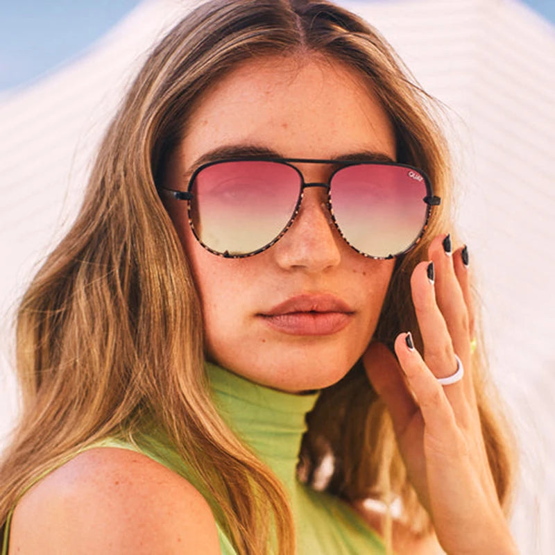 Quay Pilot Sunglasses for Women with Metal Frame Brand Design Viral Trending Sun Glasses, Eye Catching for All Seasons