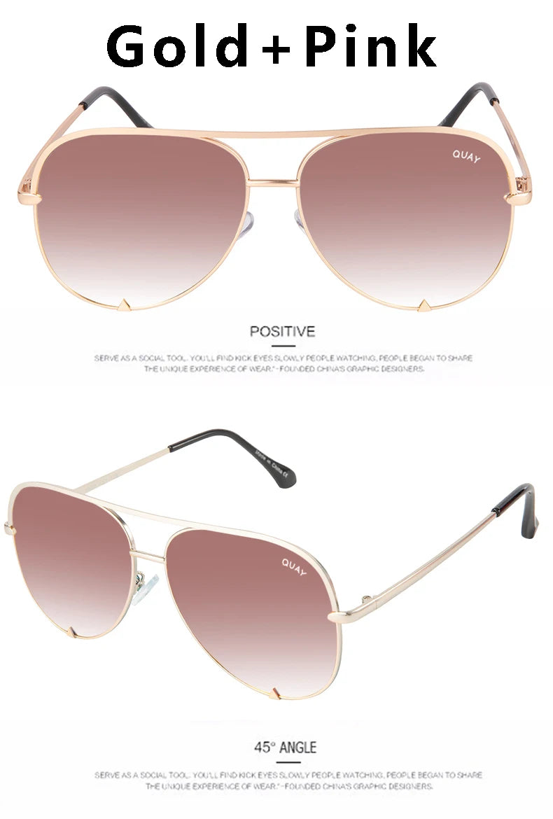 Quay Pilot Sunglasses for Women with Metal Frame Brand Design Viral Trending Sun Glasses, Eye Catching for All Seasons