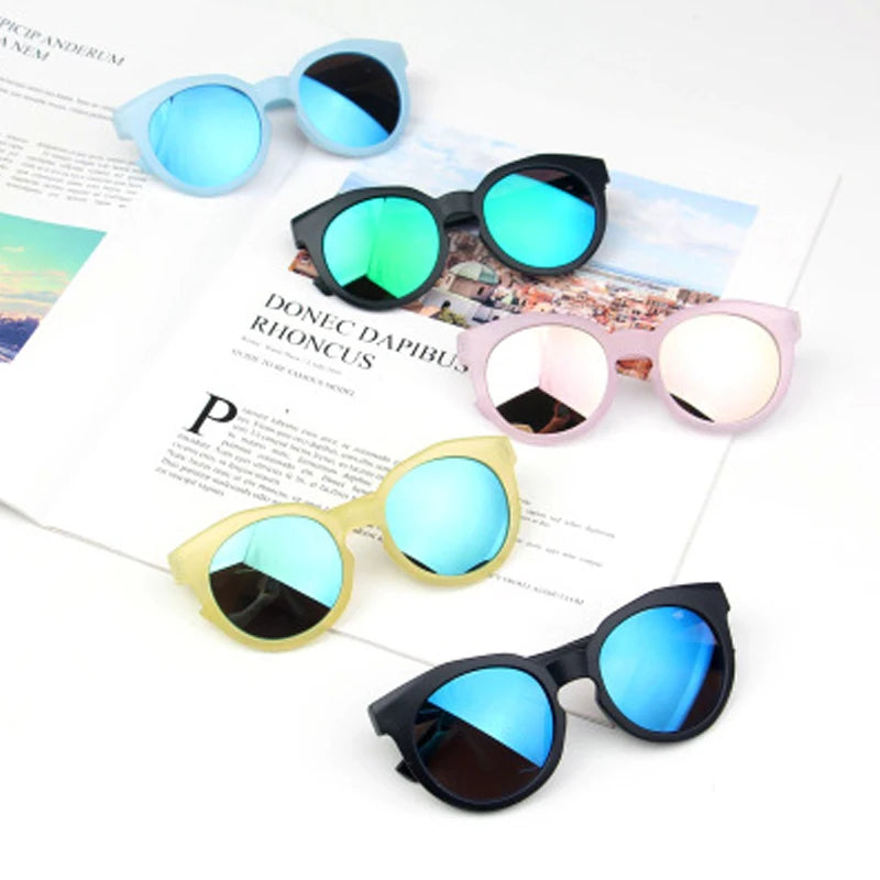 2025 Kids Sunglasses Colorful Reflective Mirror Hot Sale Boys Girls Children Classic Viral Cute Sun Glasses Round Eyewear UV400