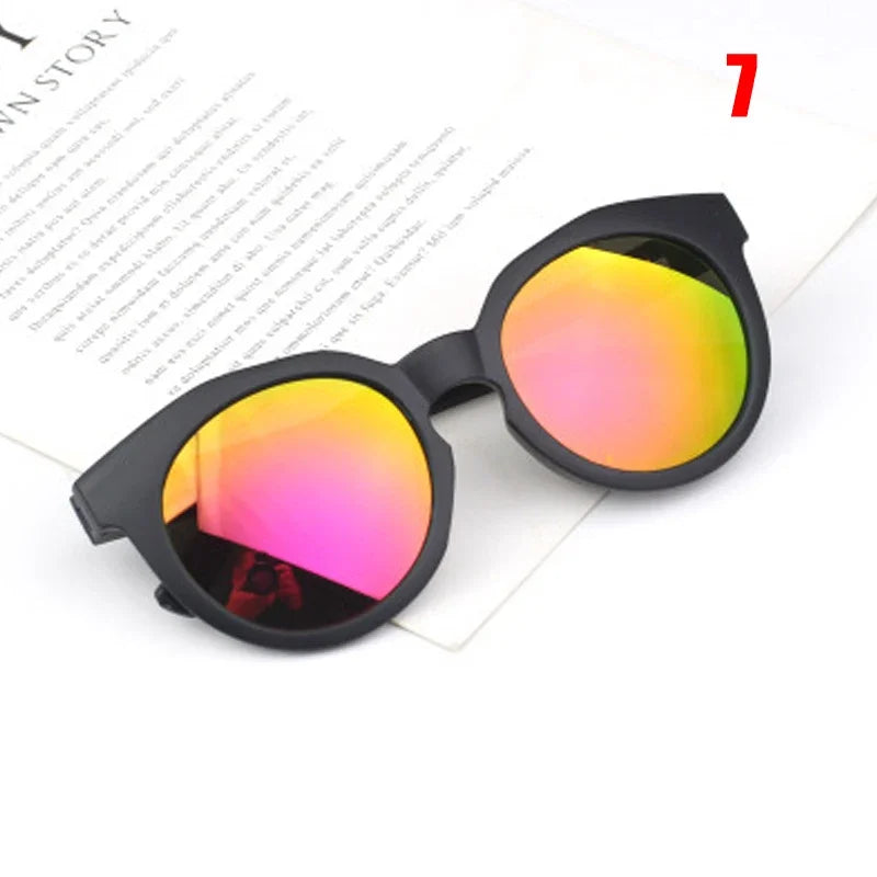 2025 Kids Sunglasses Colorful Reflective Mirror Hot Sale Boys Girls Children Classic Viral Cute Sun Glasses Round Eyewear UV400