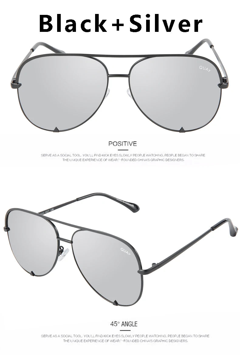 Quay Pilot Sunglasses for Women with Metal Frame Brand Design Viral Trending Sun Glasses, Eye Catching for All Seasons