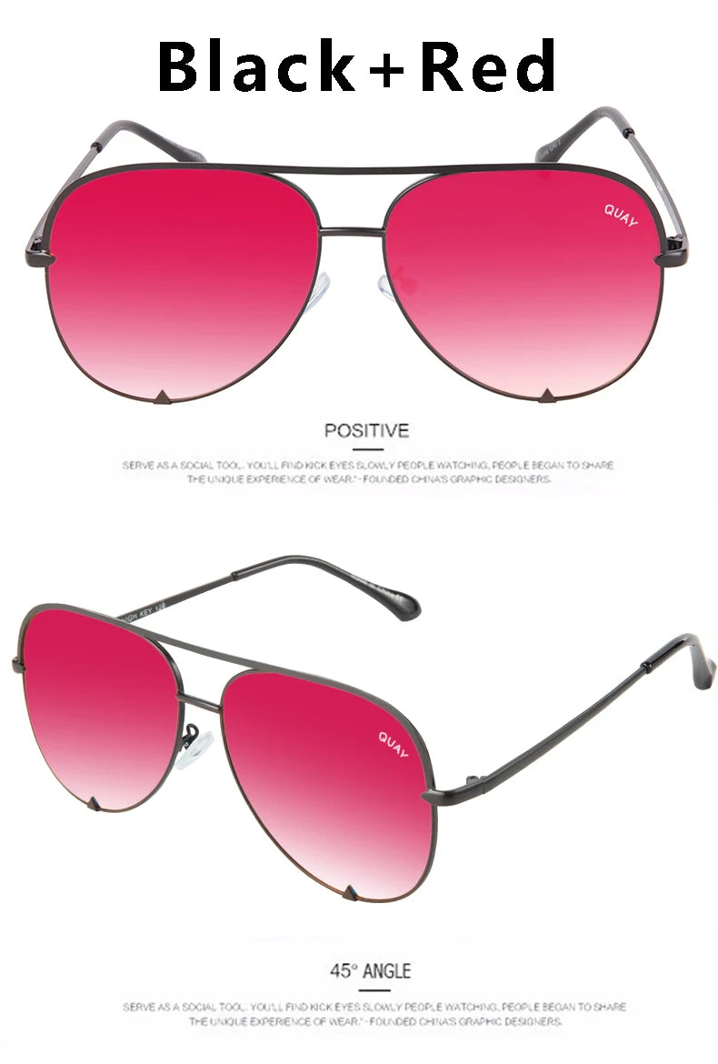 Quay Pilot Sunglasses for Women with Metal Frame Brand Design Viral Trending Sun Glasses, Eye Catching for All Seasons
