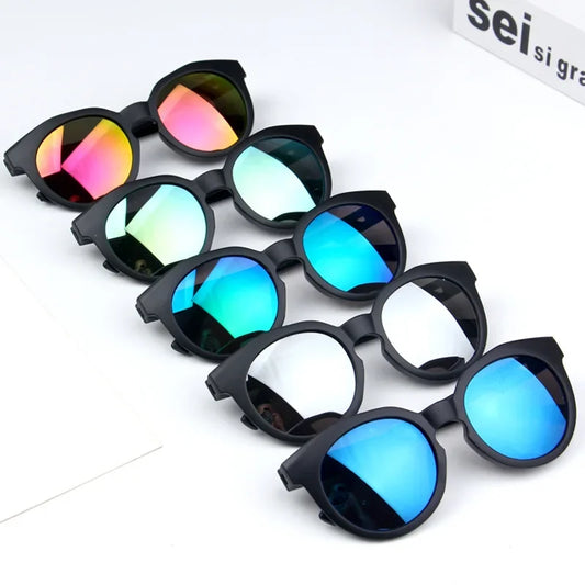 2025 Kids Sunglasses Colorful Reflective Mirror Hot Sale Boys Girls Children Classic Viral Cute Sun Glasses Round Eyewear UV400