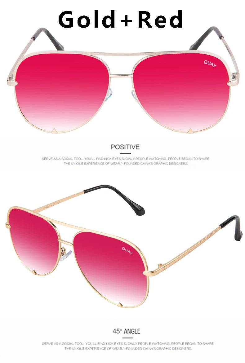 Quay Pilot Sunglasses for Women with Metal Frame Brand Design Viral Trending Sun Glasses, Eye Catching for All Seasons