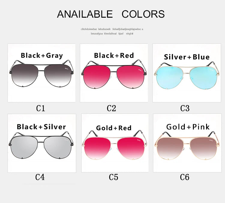 Quay Pilot Sunglasses for Women with Metal Frame Brand Design Viral Trending Sun Glasses, Eye Catching for All Seasons
