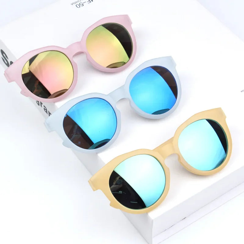 2025 Kids Sunglasses Colorful Reflective Mirror Hot Sale Boys Girls Children Classic Viral Cute Sun Glasses Round Eyewear UV400